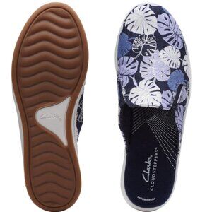 Clarks Cloudsteppers women's breeze shore Canvas Slip-on Mules shoes Lavender